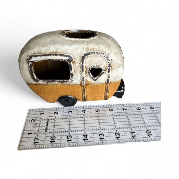 Kirkland's Retro Camper RV Yellow Ceramic Tabletop Lamp Night Light 5" x 6.75" - Picture 3 of 4